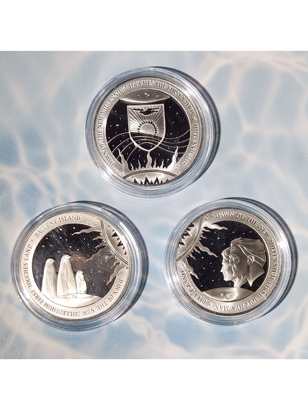 SET-3 DAWN OF THE NEW MILLENNIUM .73oz ea Total 2.2oz .999 Fine Silver 2000 Y2K